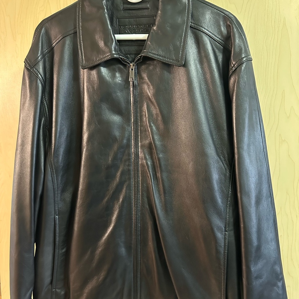 Men's Roundtree & Yorke Lamb Skin Black Leather Jacket